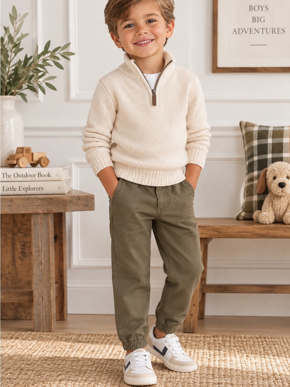 Janie and Jack Olive Green Casual Jogger Pants